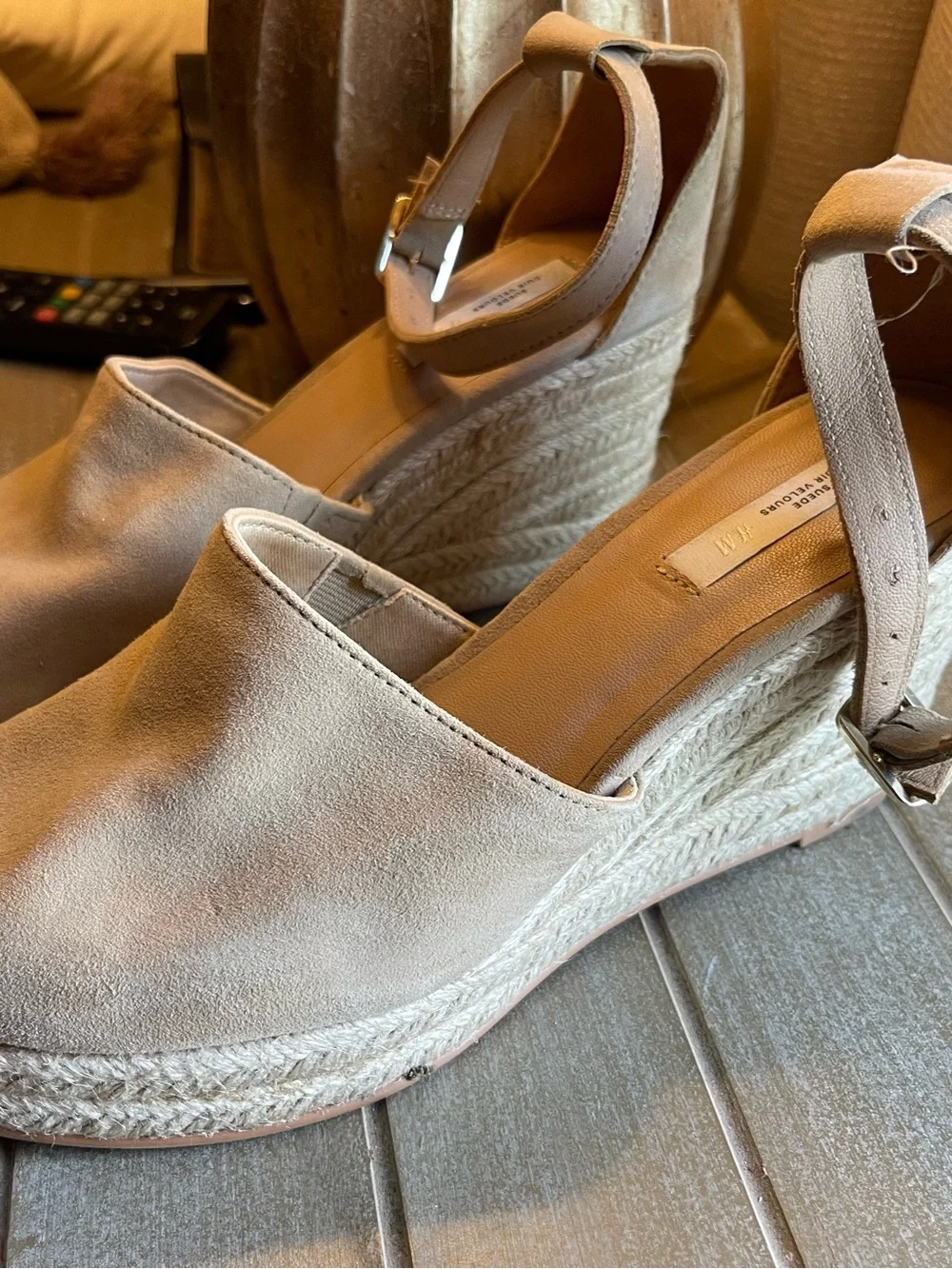 H&M Nude Ankle-Strap Espadrille Wedges